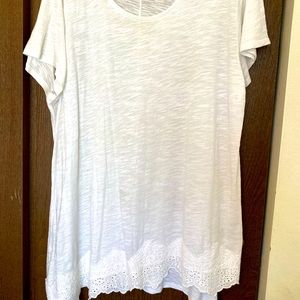 Cato White Cotton Angled Hem Tunic 18W